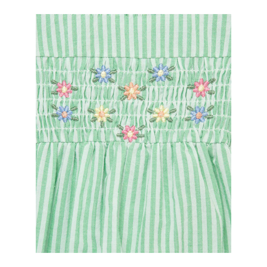 Green Embroidered Woven Romper