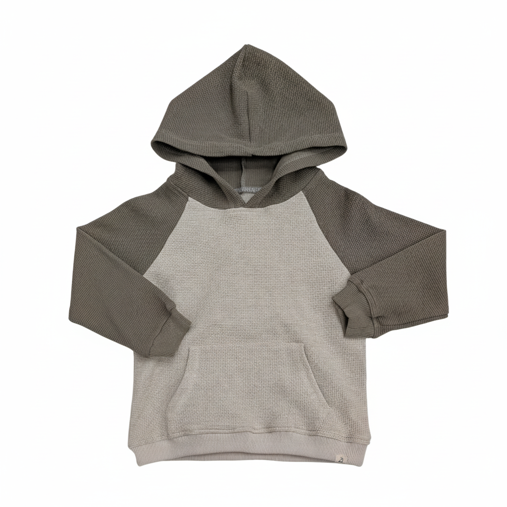 Grey and Olive Waffle Hoodie