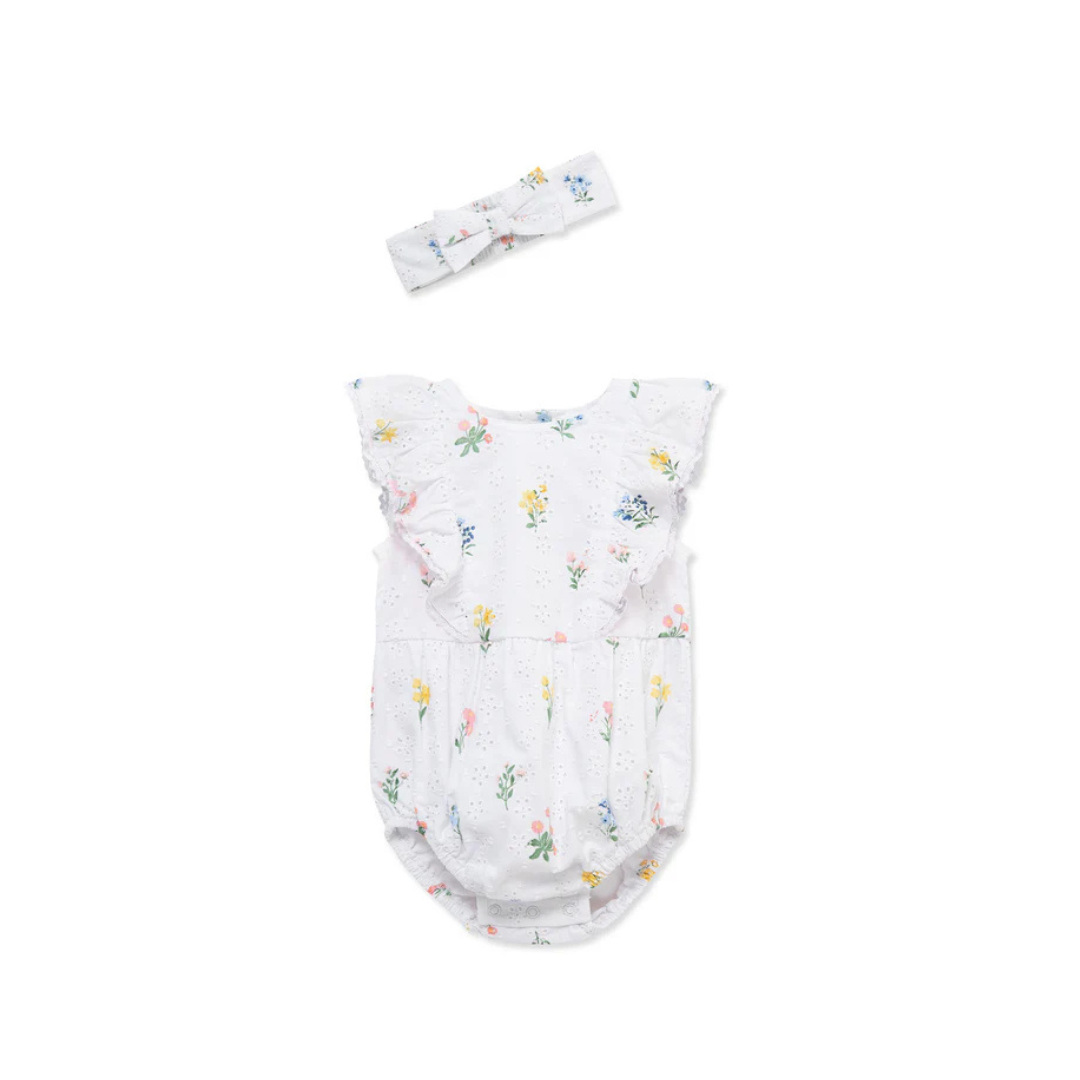 White Eyelet Floral Bubble