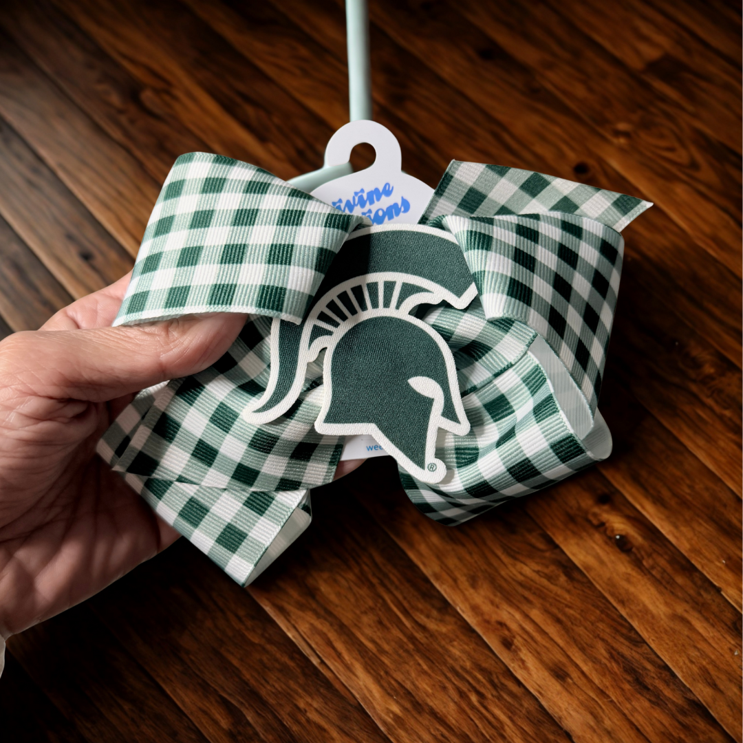 Michigan State Gingham King Bow