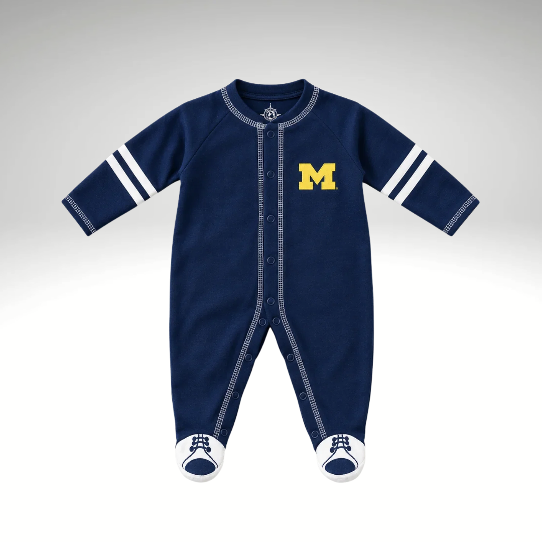 Michigan Wolverines Sports Shoe Footed Romper