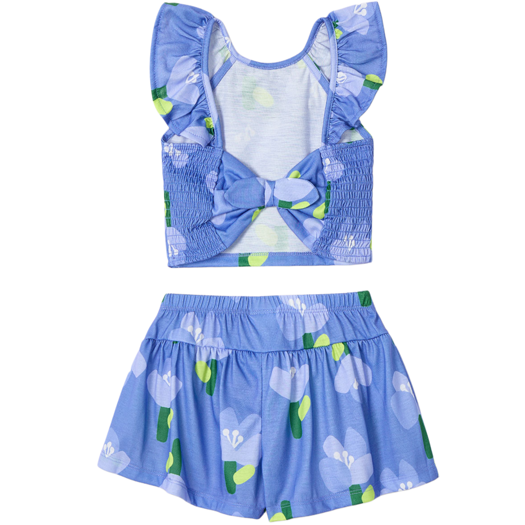 Indigo Shorts and Floral T-Shirt Set