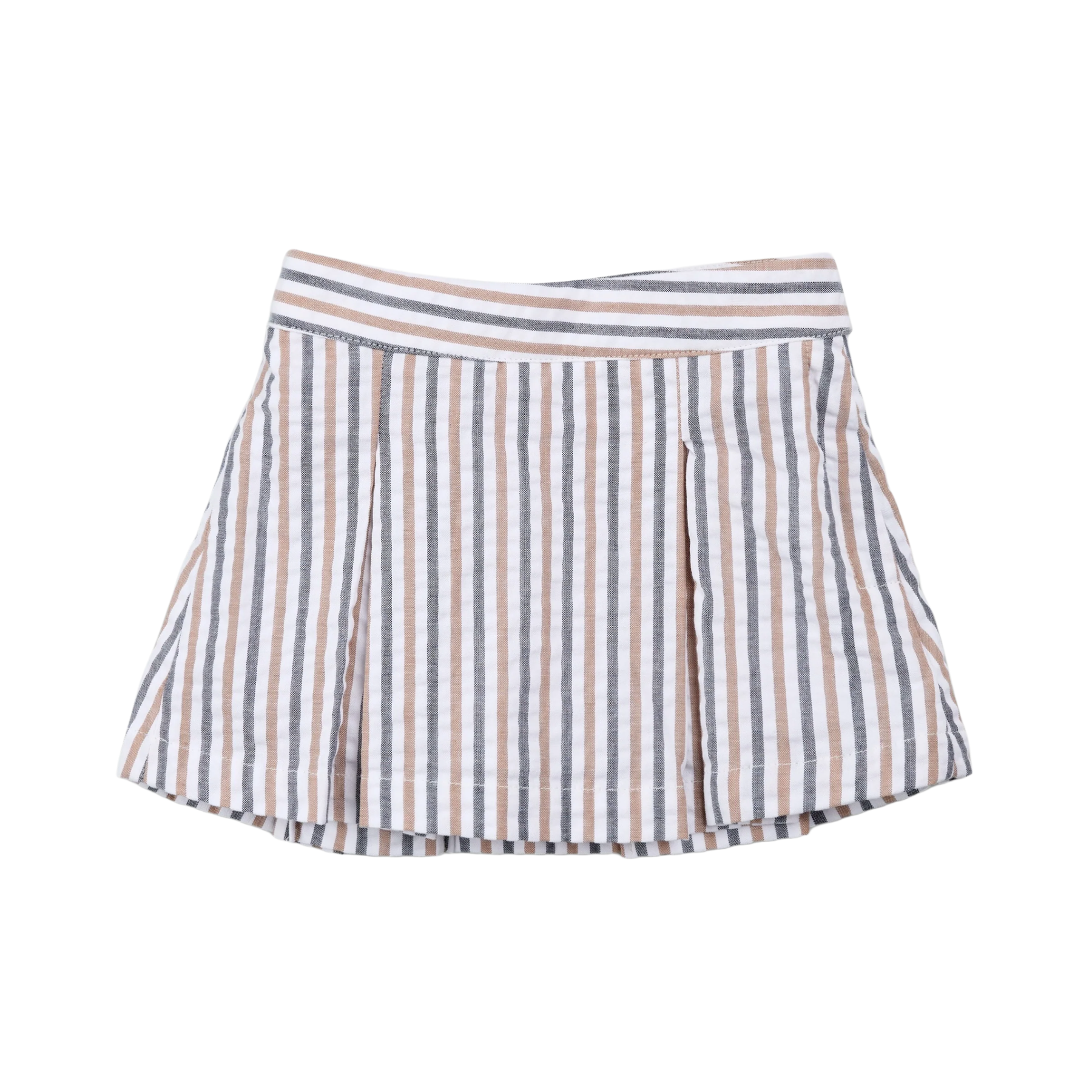 Rosewood & Navy Striped Seersucker Skort