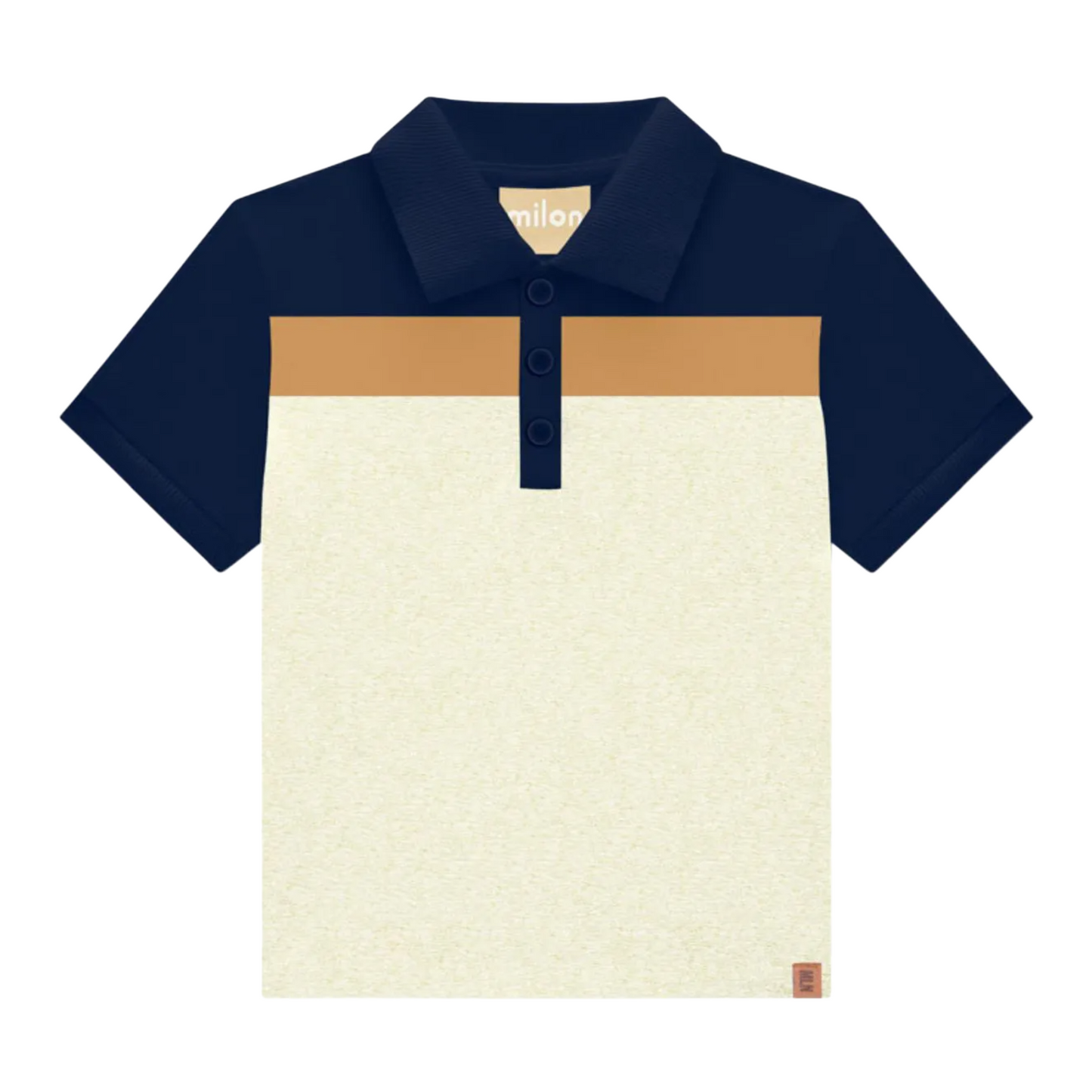 Navy Tan Stripe Polo