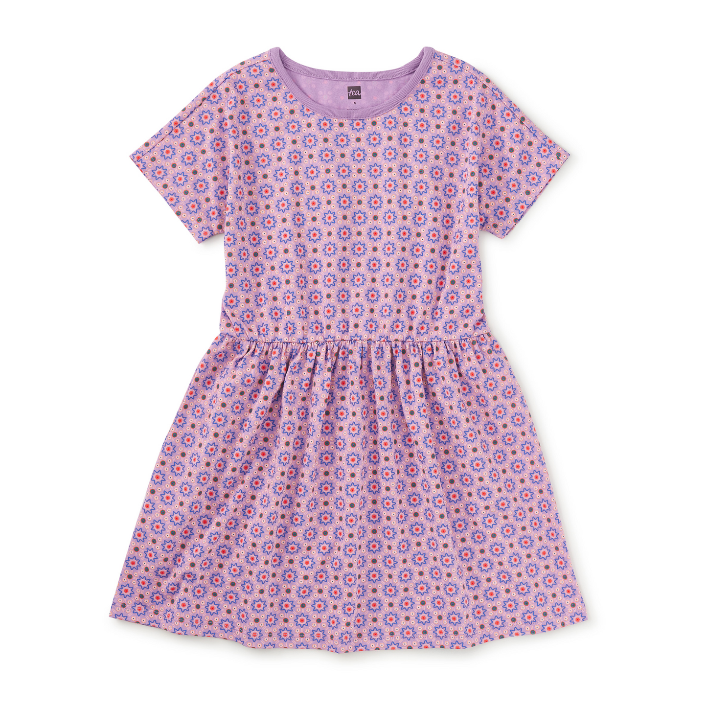 Korean Tiles Short Sleeve Twirl Dress