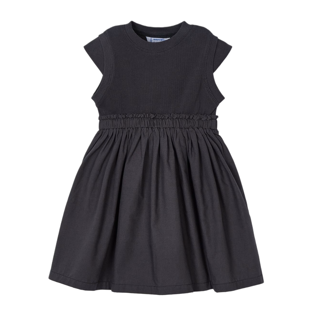 Anthracite Ribbed Combined Dress