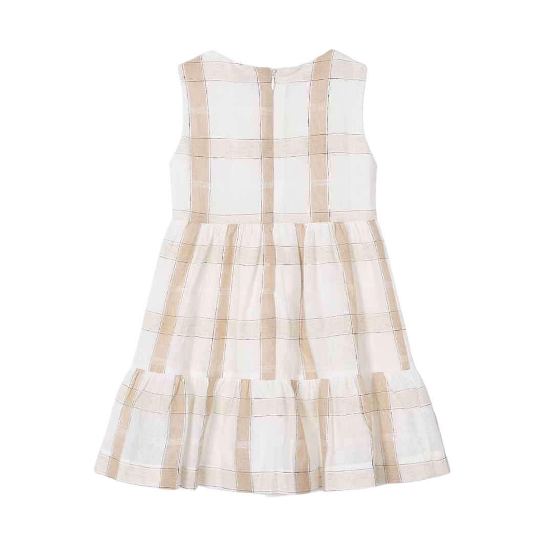 Cinnamon Plaid Linen Dress