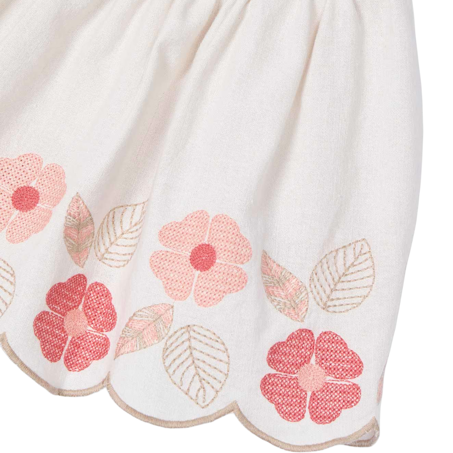 Embroidered Coral Flowers Skirt