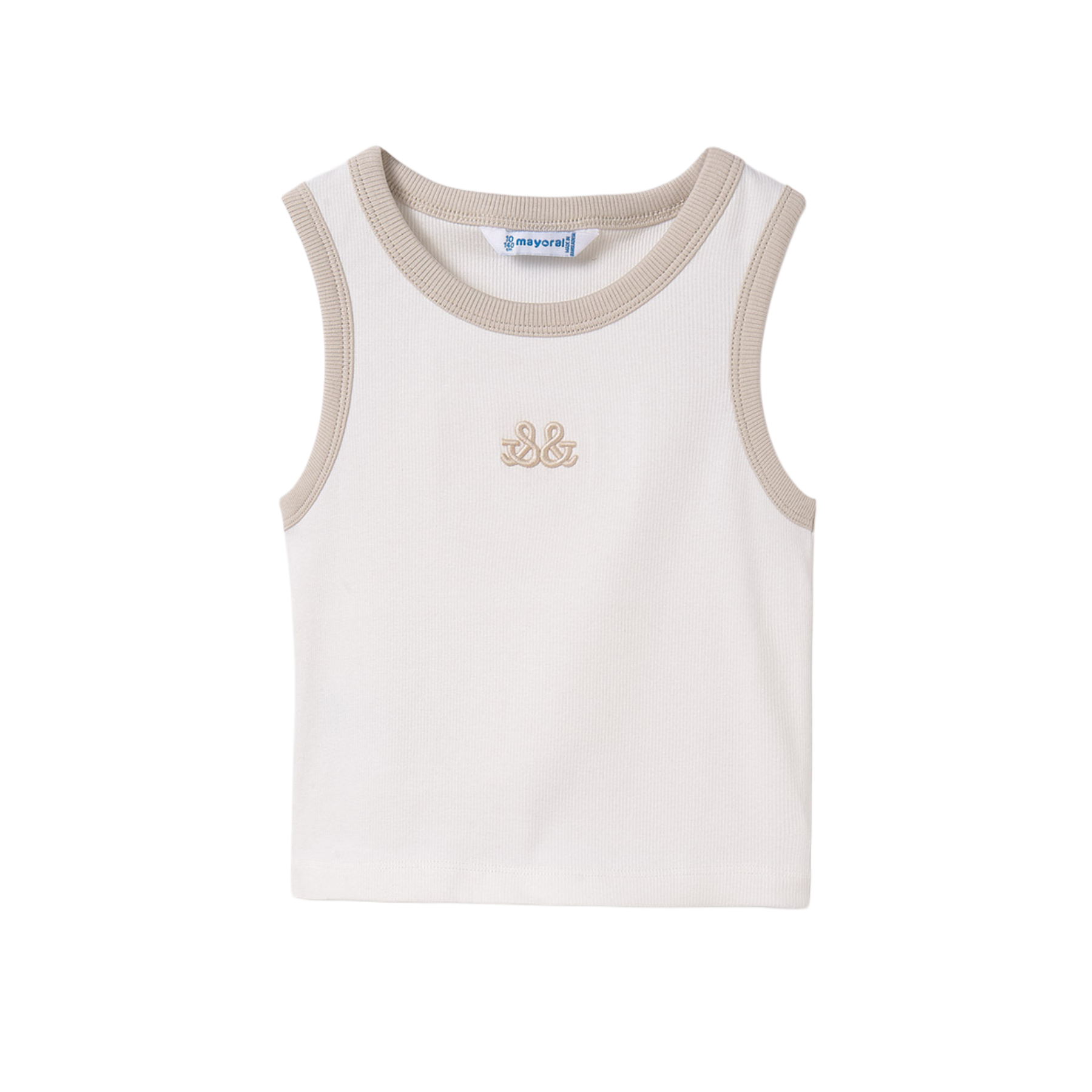 Embroidered Tank Top Tan Edge