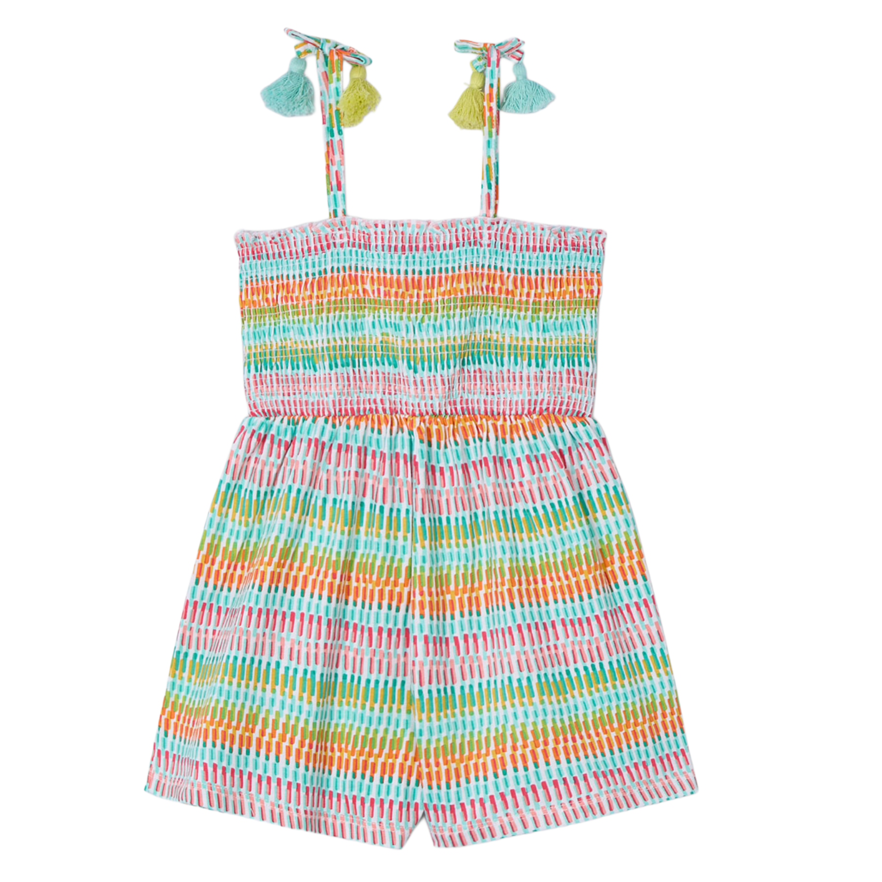 Aqua Printed Smocked Romper