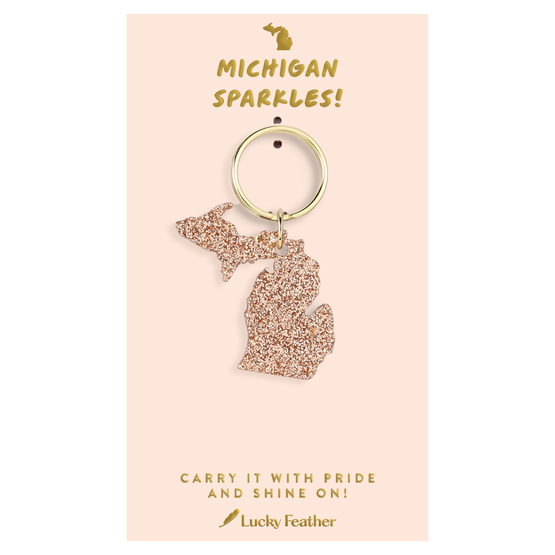 Michigan Glitter Keychain