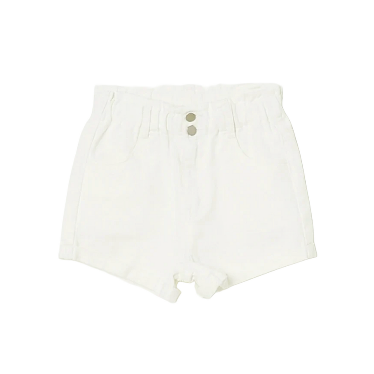 White Denim Pull On Shorts