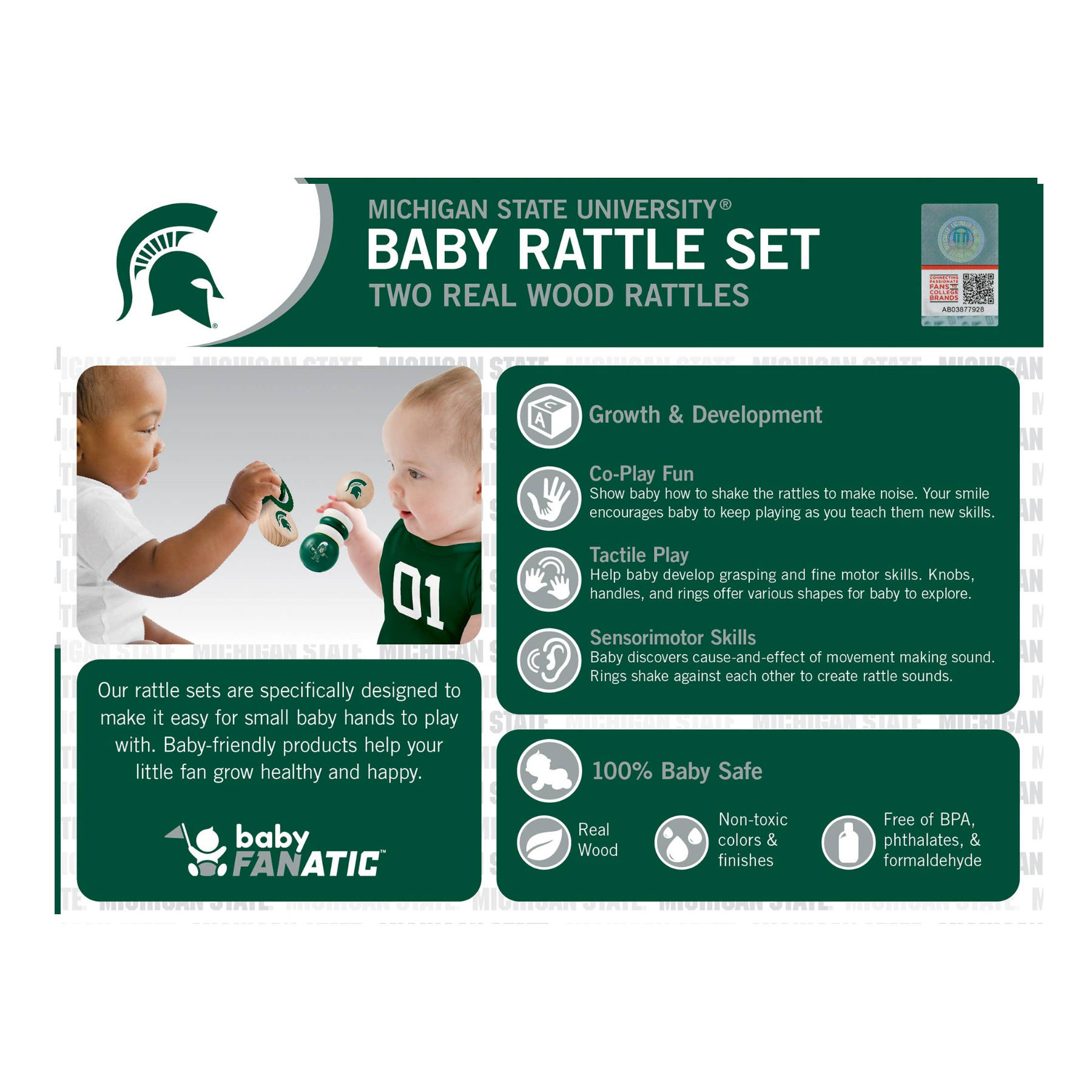 Michigan State Spartans Baby Rattles (2-Pack)
