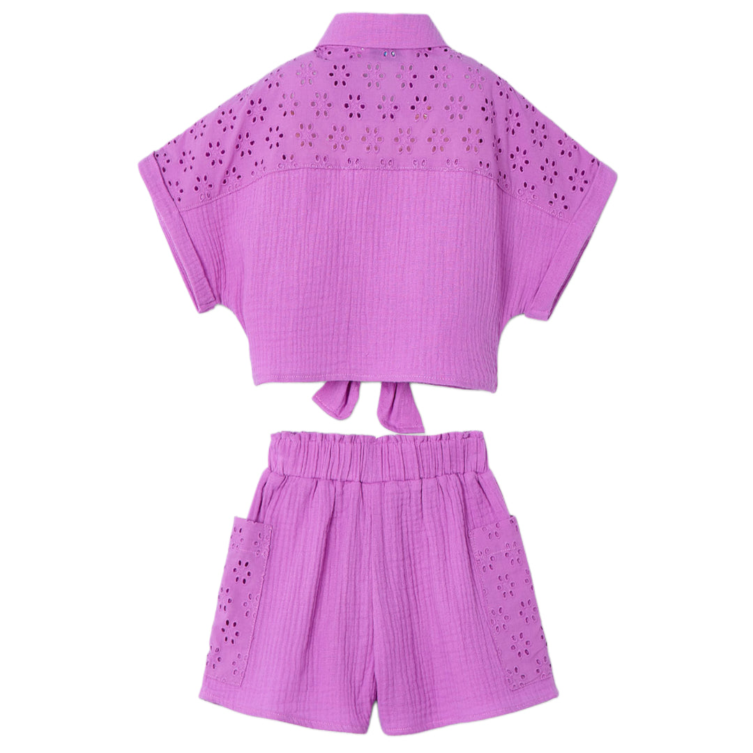 Orchid Eyelet Short and Blouse Set