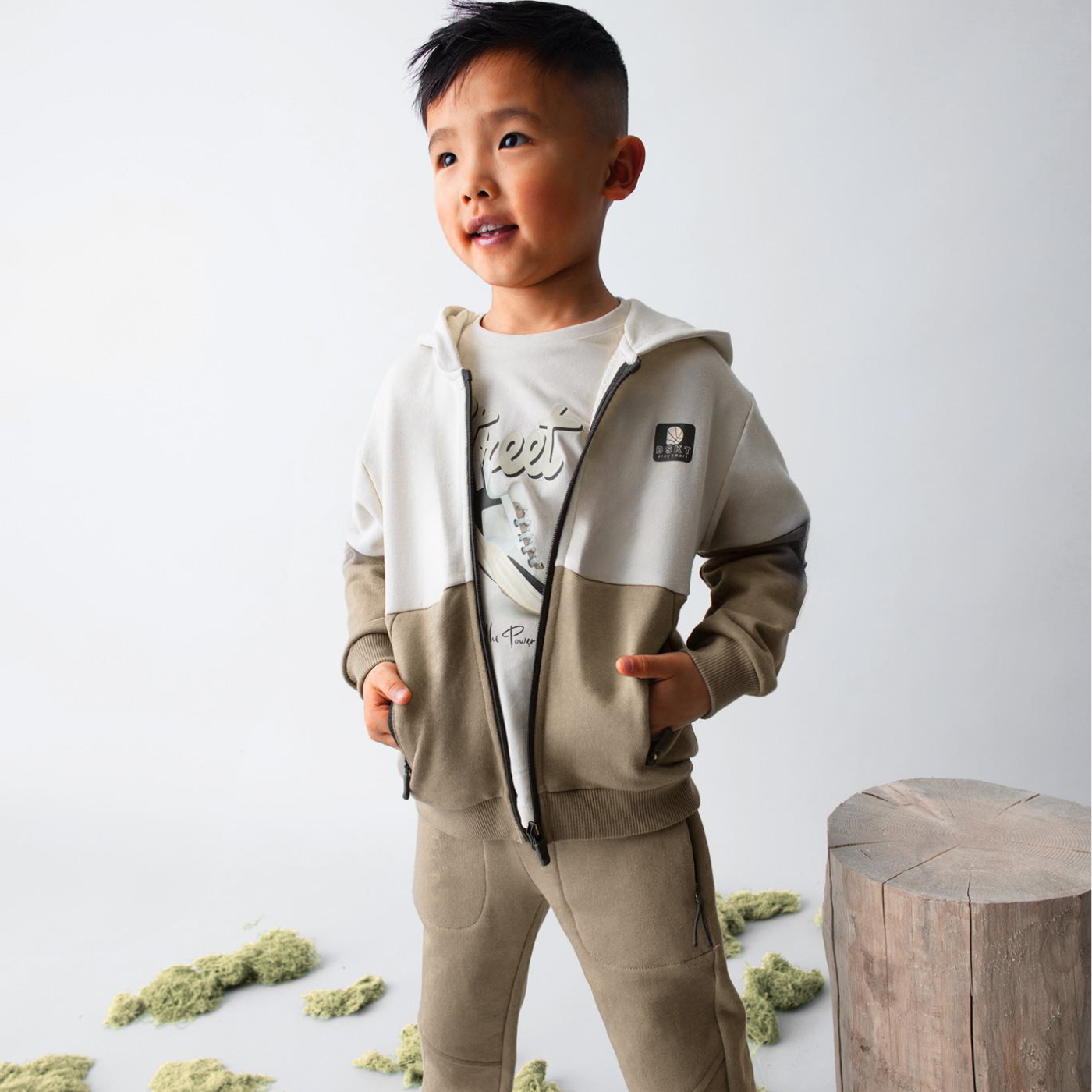 Khaki Tahini Zip Hoodie