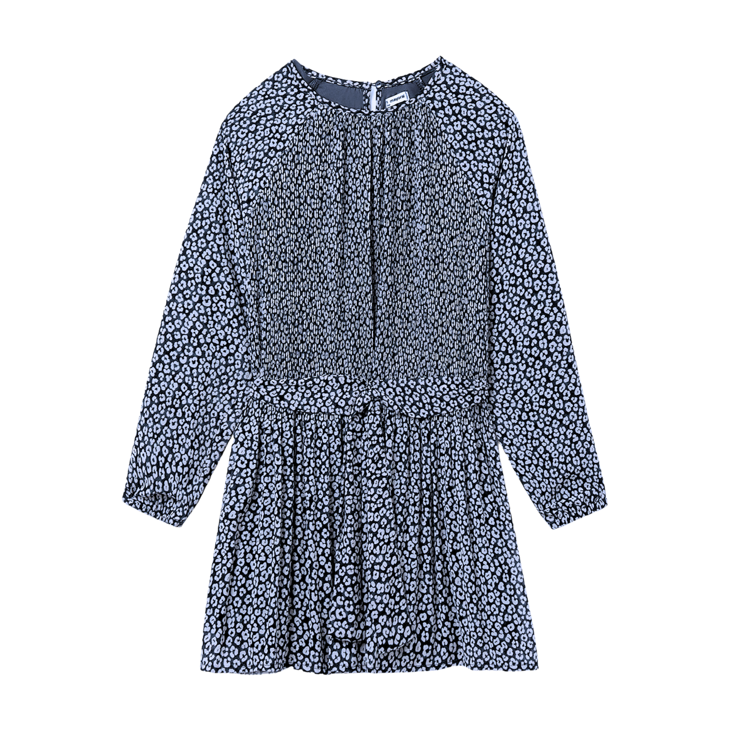 Petroleum Pleated Print Dress