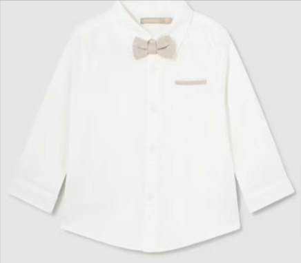 White Shirt Tan Bow Tie
