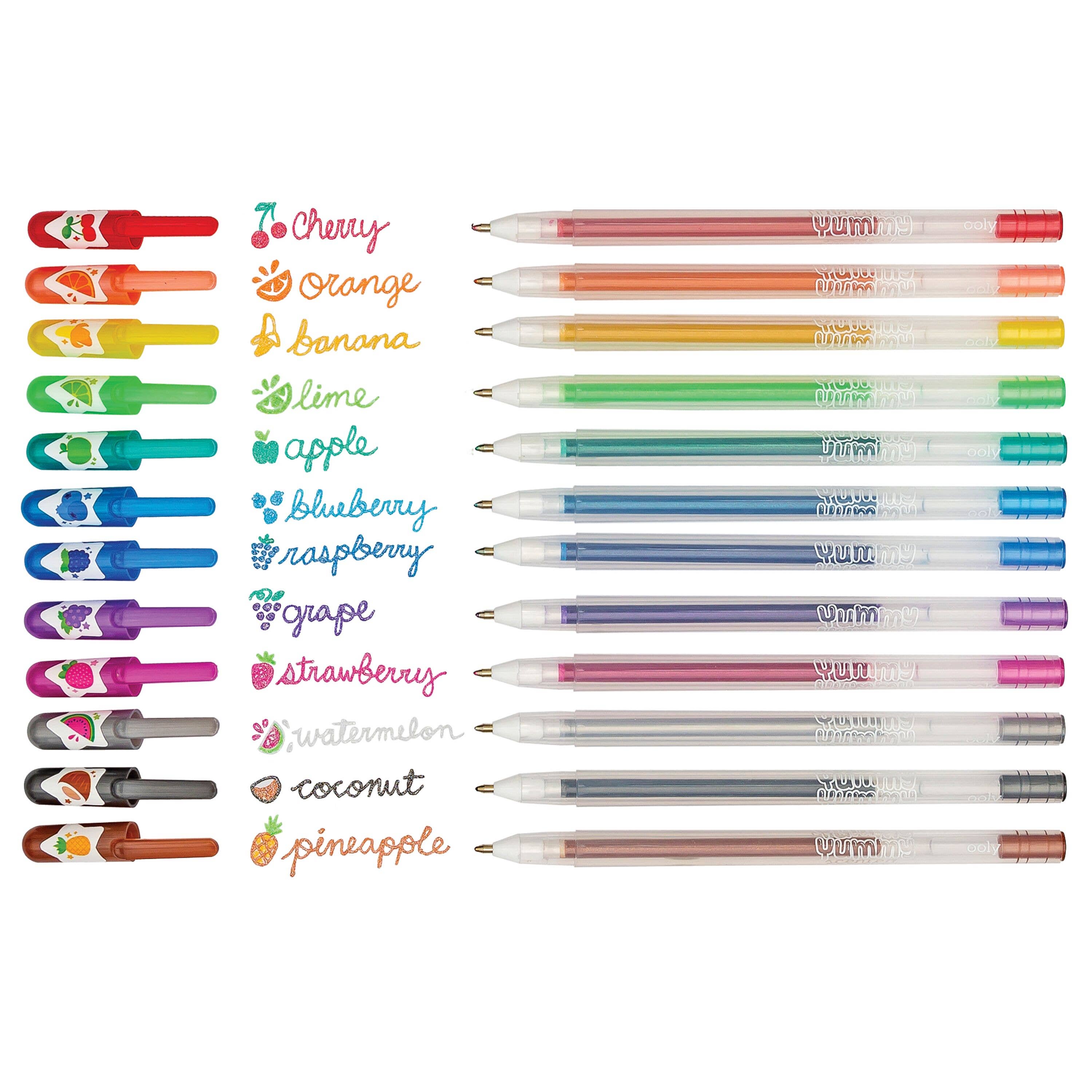Scented Glitter Gel Pens - 12 Pack Fruity Colors for Kids | OOLY