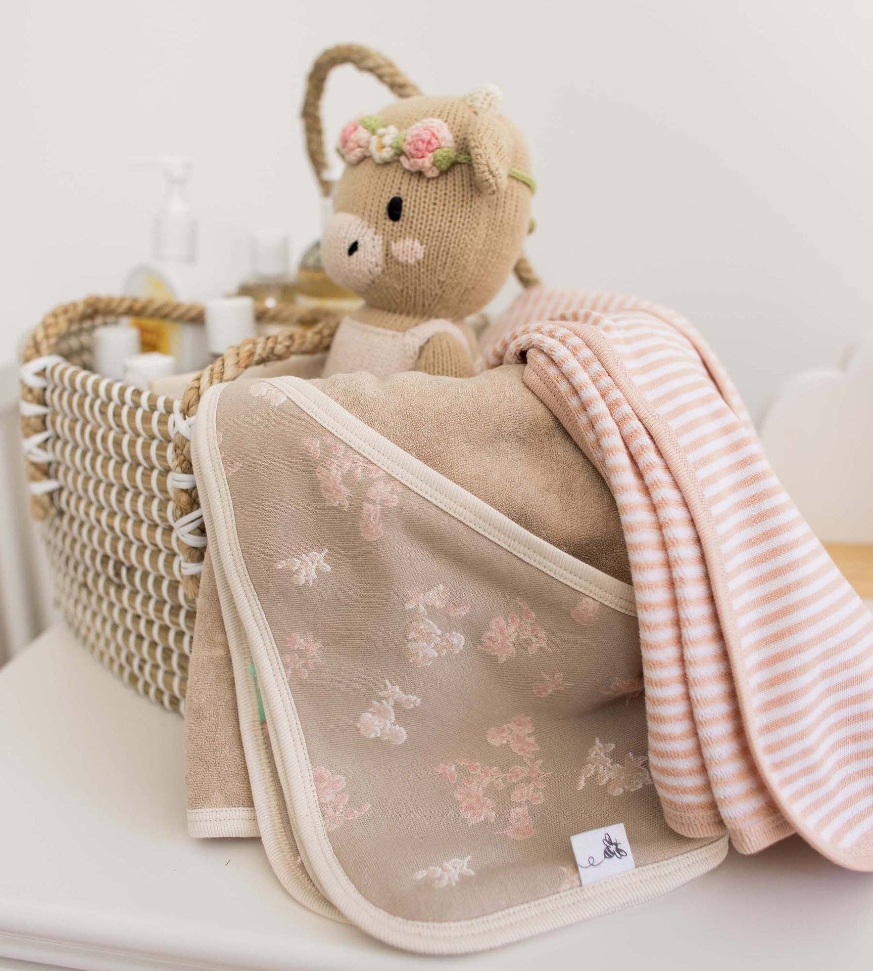 Whimsical Floral Organic Knit Terry Towels