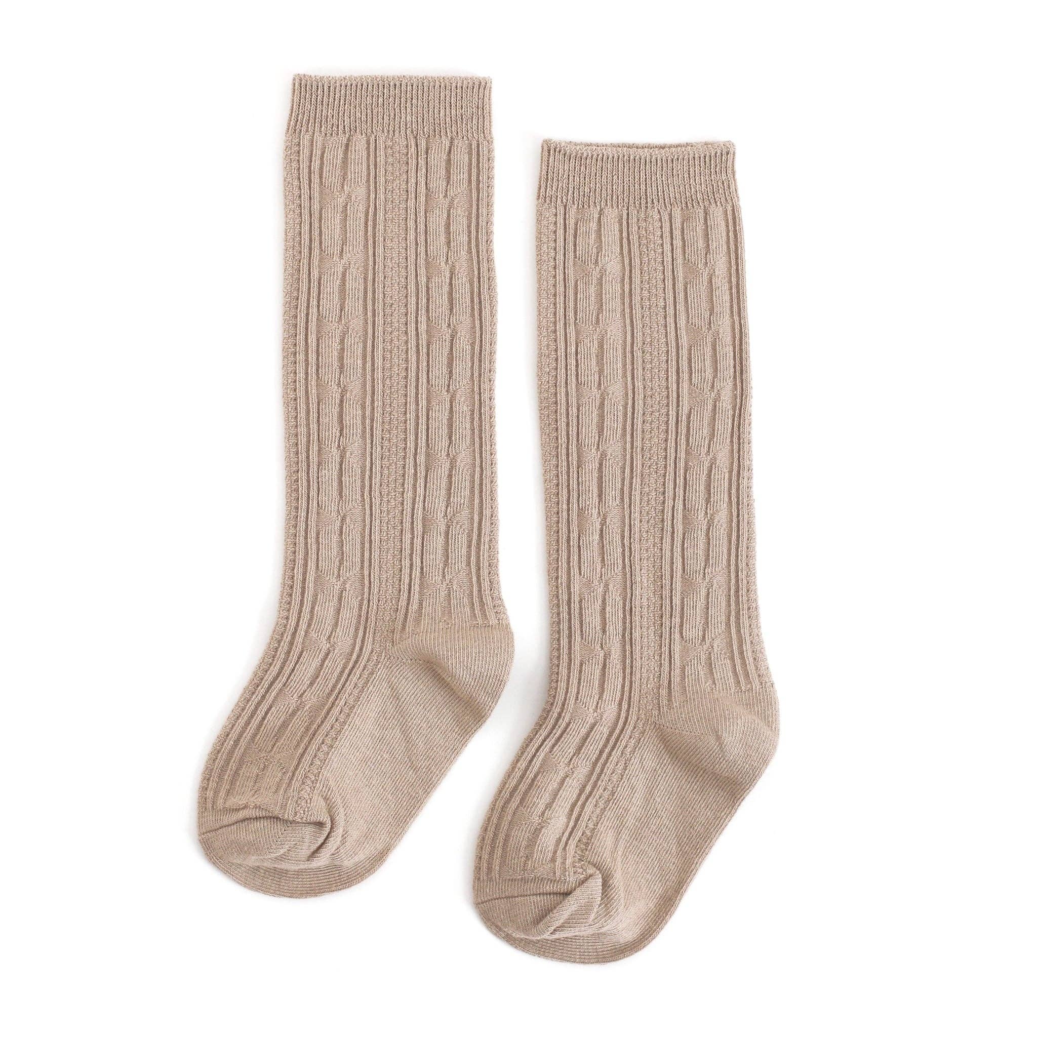 Oat Cable Knit Knee High Socks