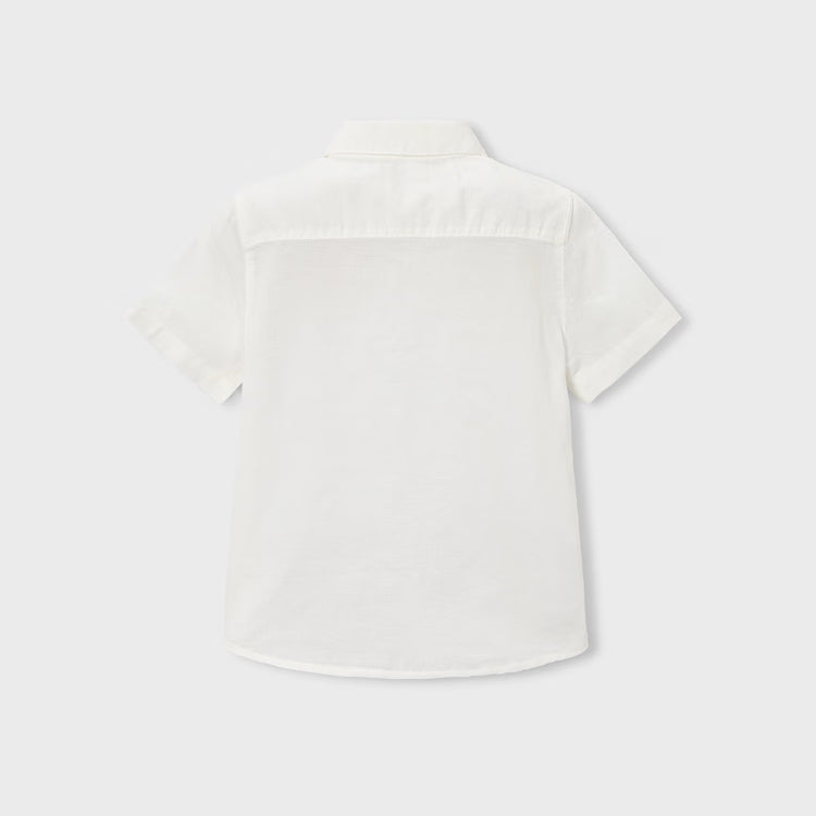 White Short Sleeve Linen Shirt