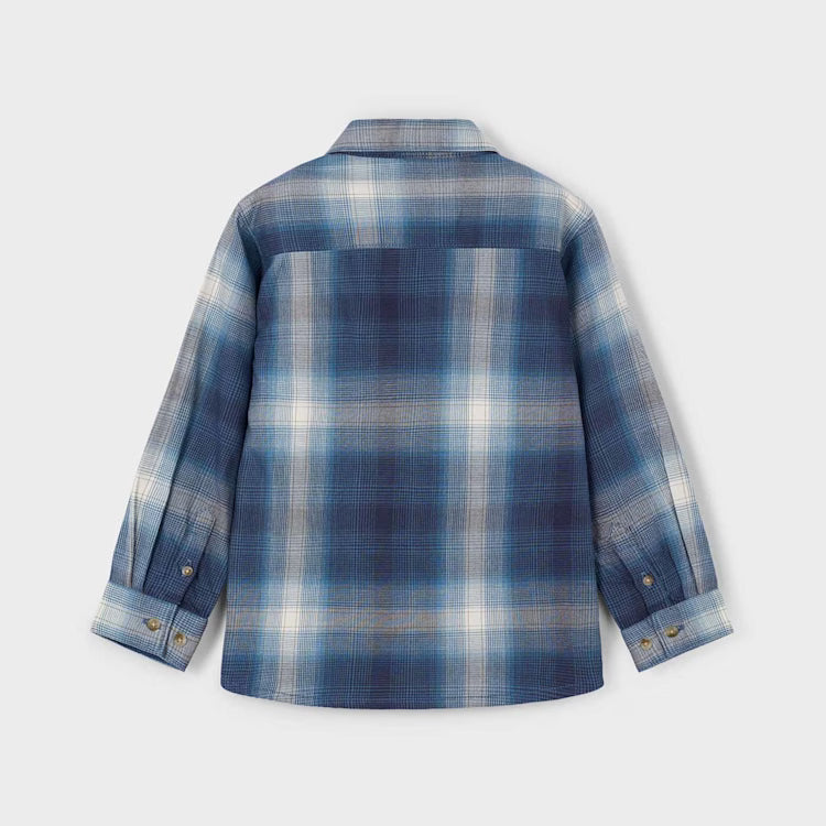 Navy Marine Blue Check Button Up Shirt
