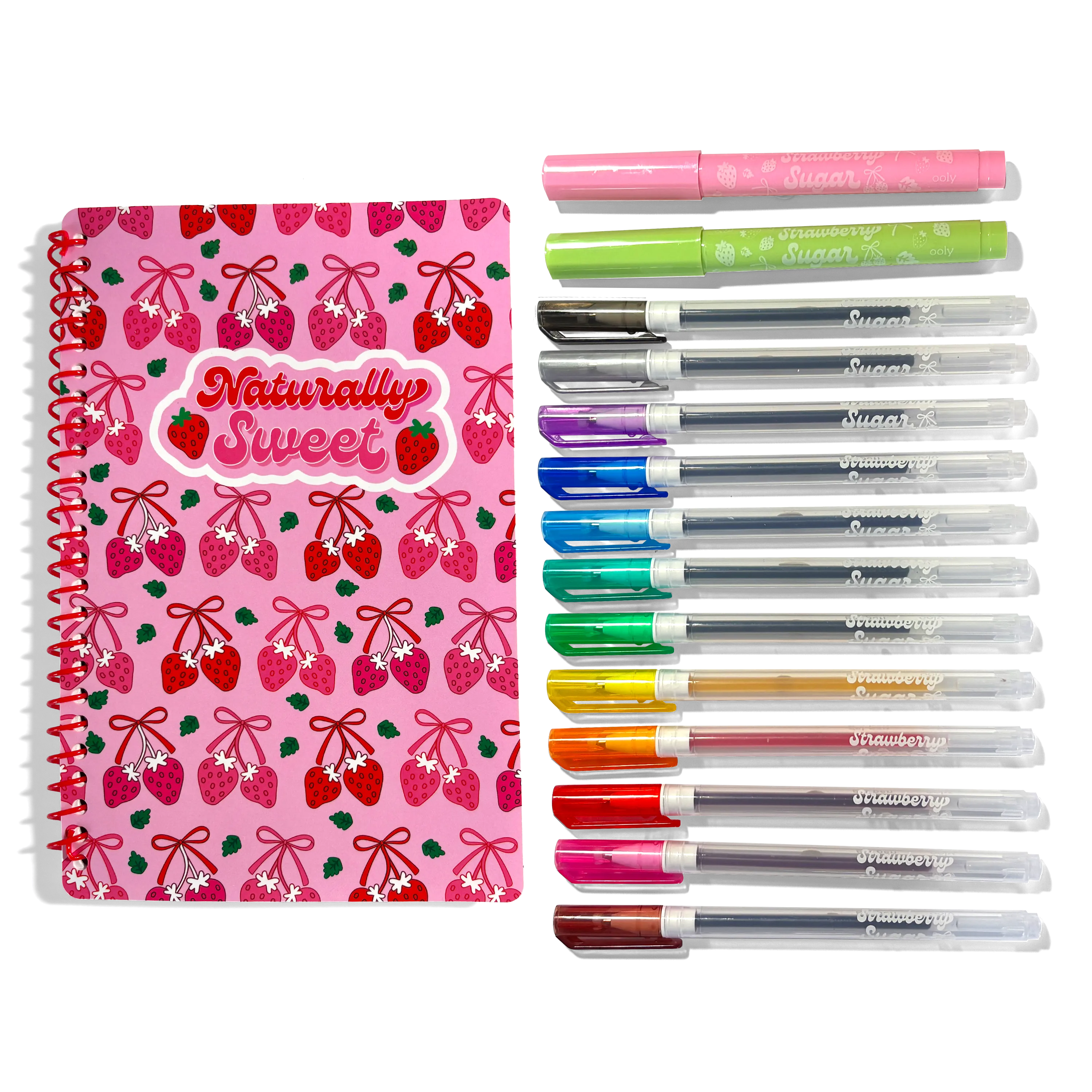 Scented Gel Pens & Notebook Set - Strawberry Sugar Writing Kit | OOLY