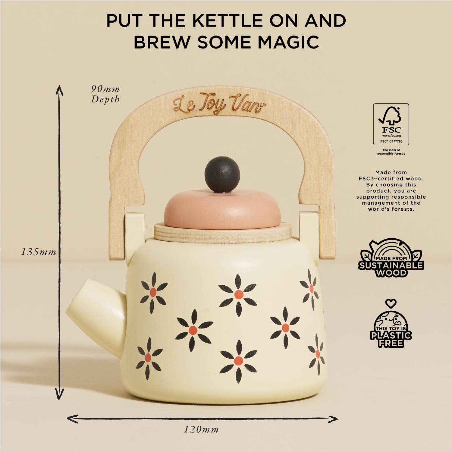 Vintage Wooden Role Play Kettle