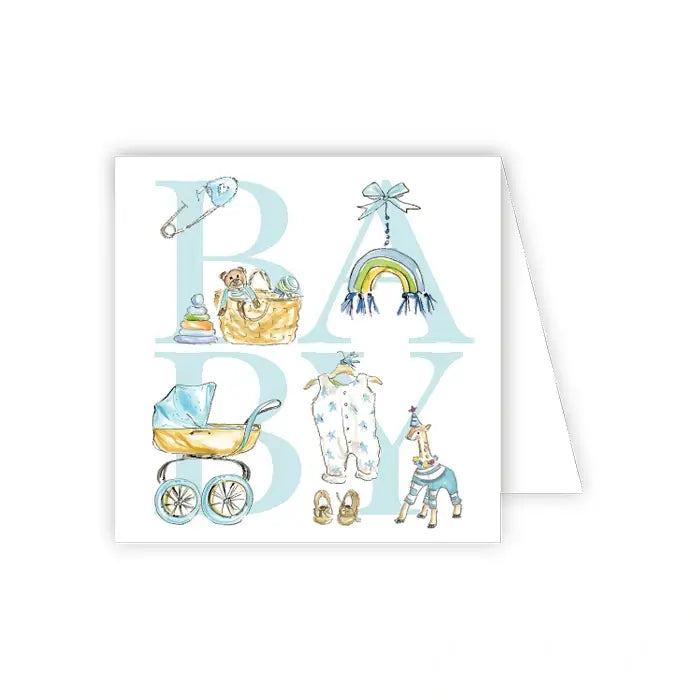 Blue Baby With Sweet Icons Enclosure Card
