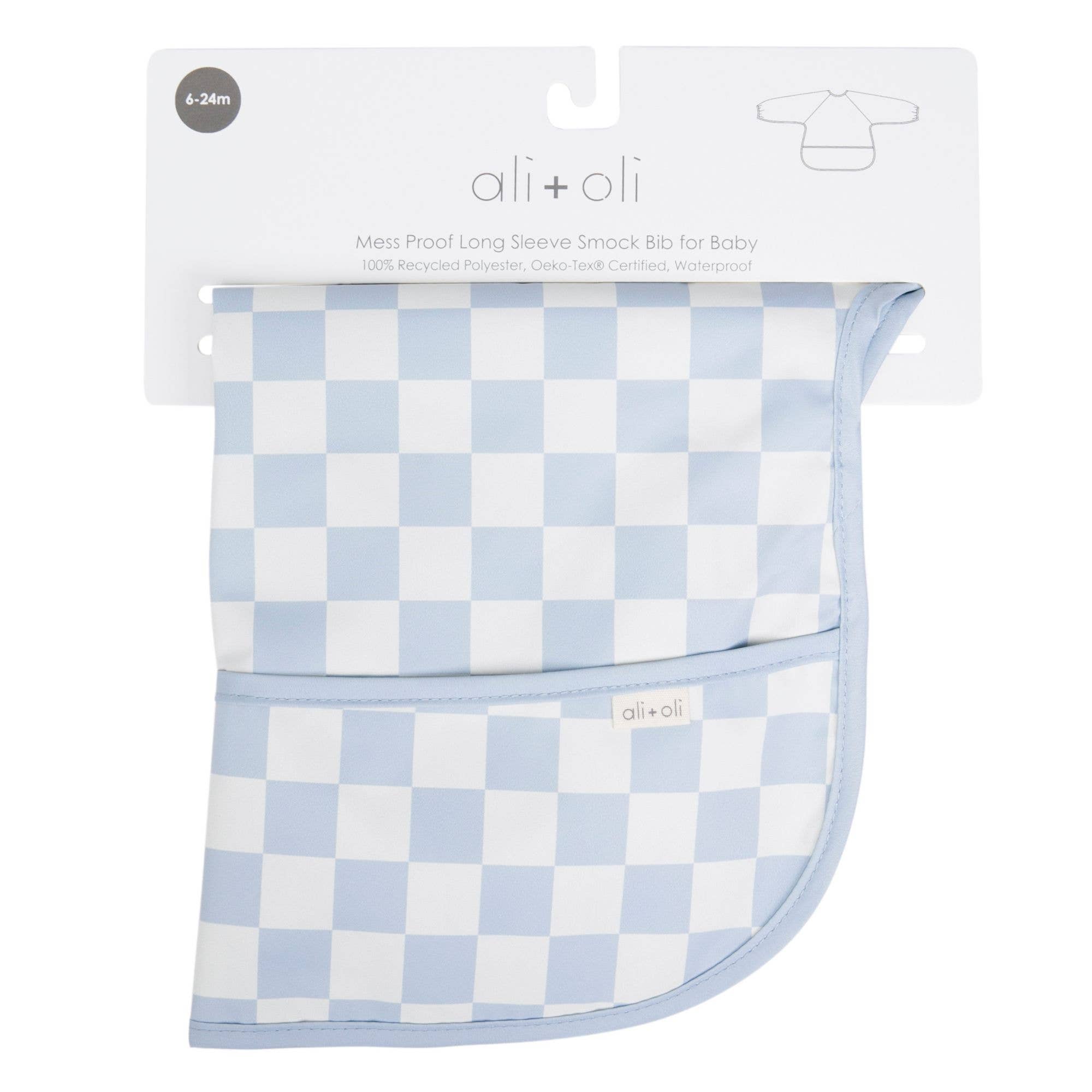 Blue Checkers Smock Bib