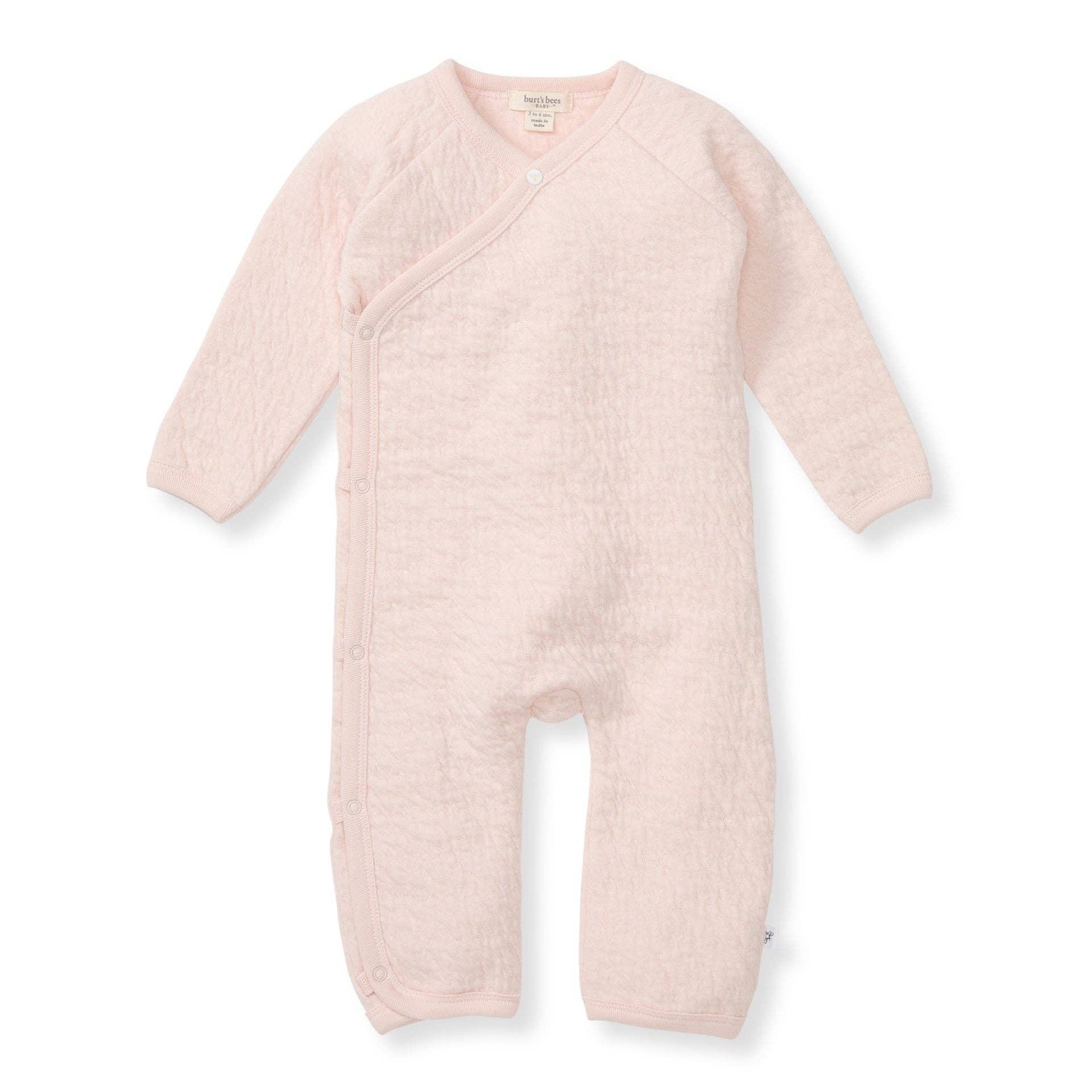 Organic Cotton Quilted Bee Wrap-Front Baby Jumpsuit - Ranunculus
