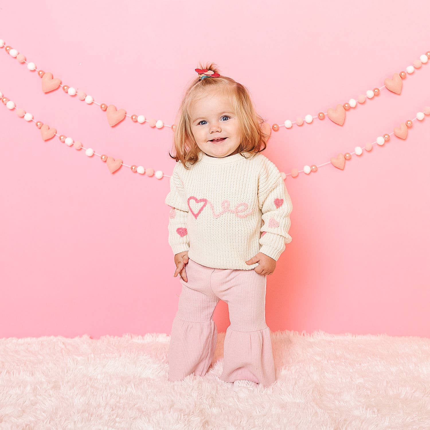 Ditsy Love Valentine's Day Knit Sweater - Kids Clothing