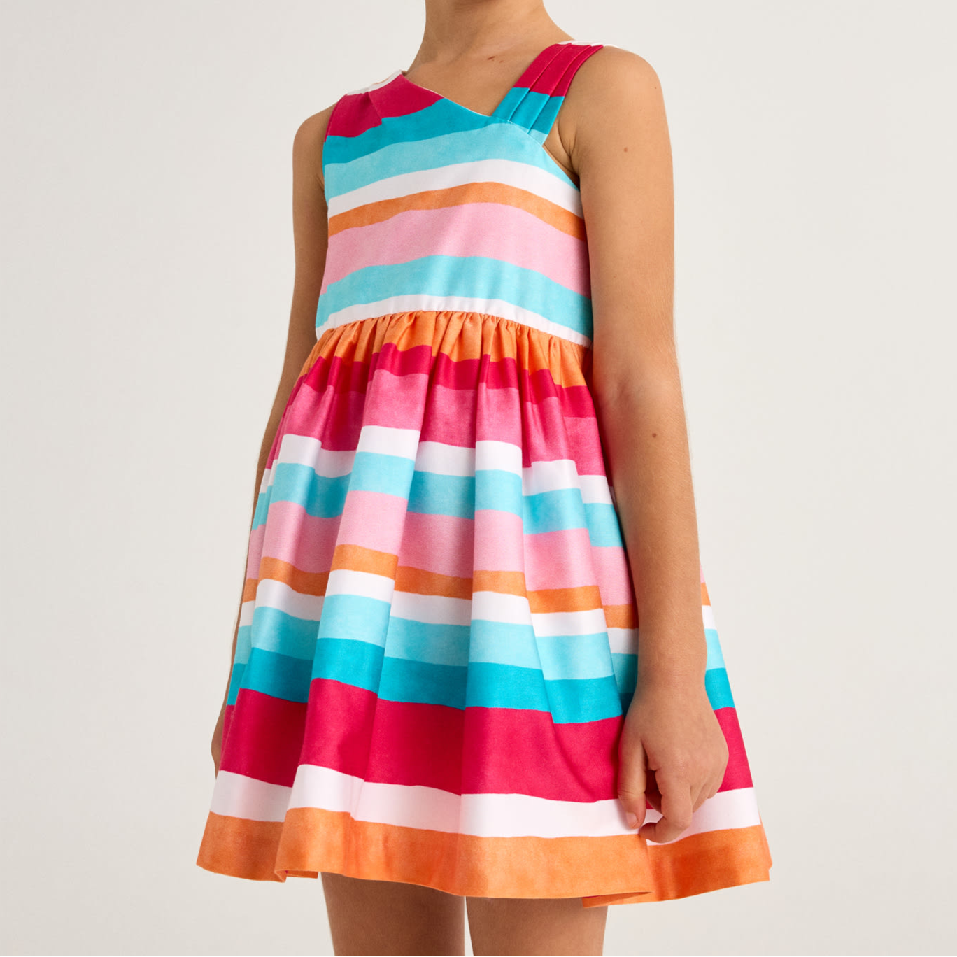 Sherbet Asymmetric Striped Dress