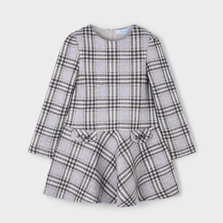 Silver Plaid Knit Dress