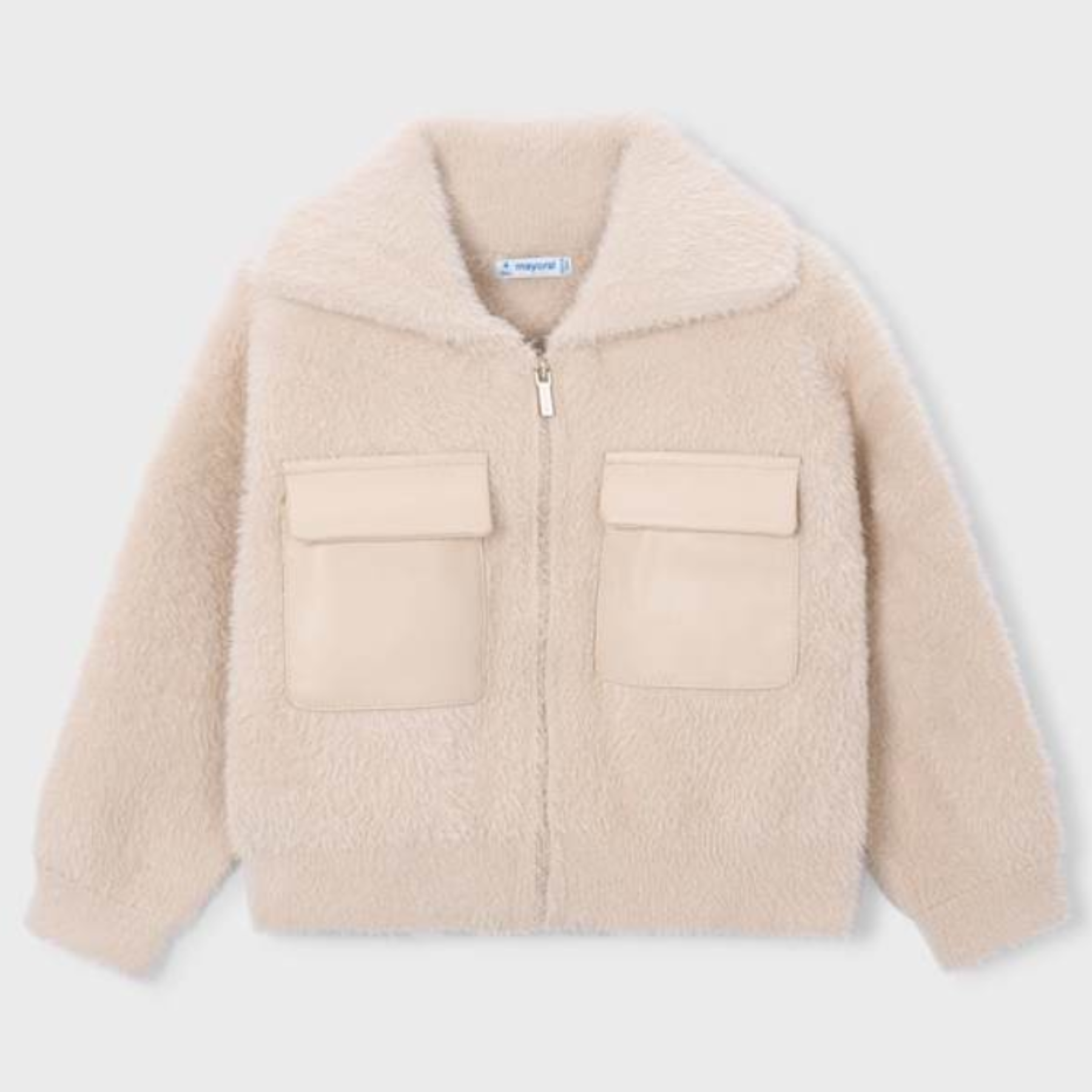 Biscuit Faux Leather Pocket Zip Jacket
