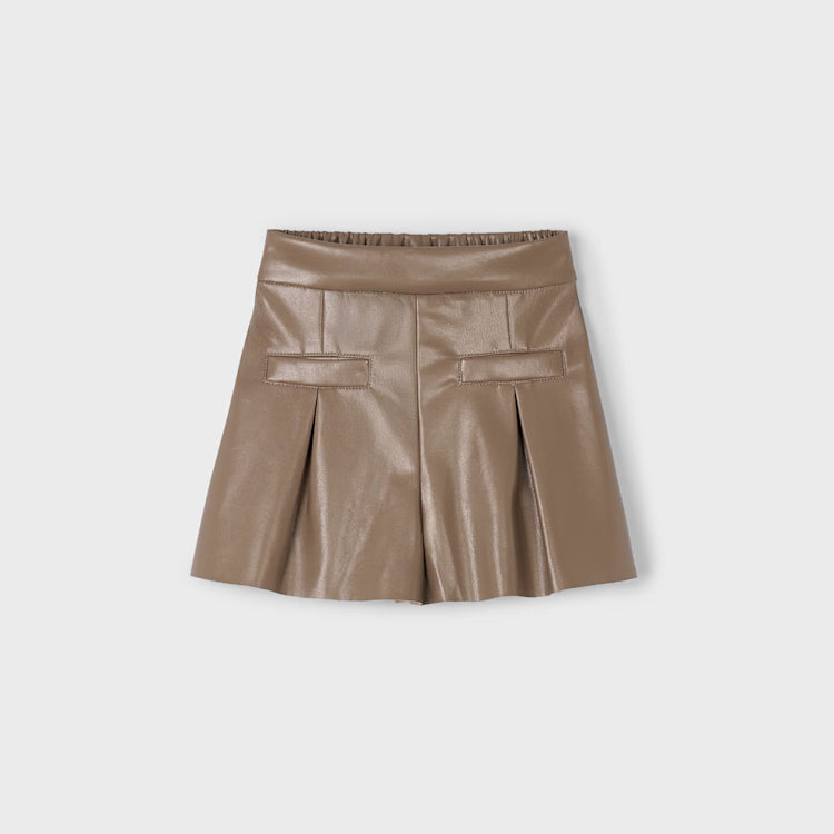 Coffee Faux Leather Shorts