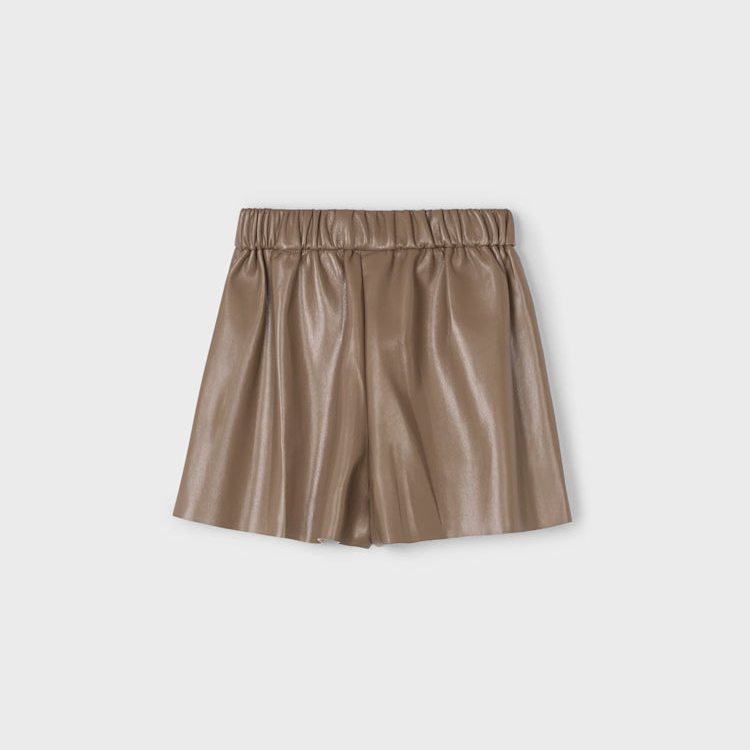Coffee Faux Leather Shorts