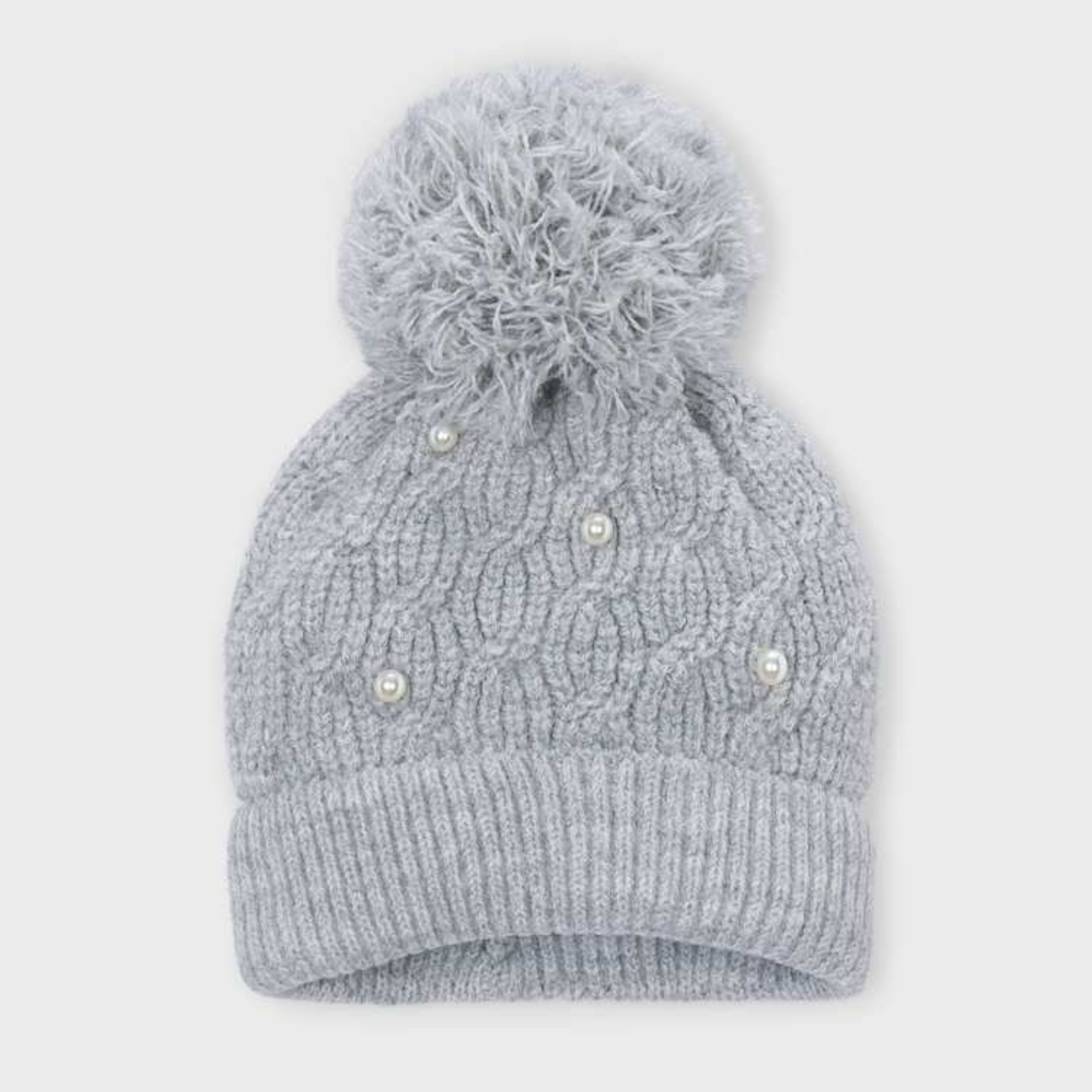Mixed Gray Pearl Knit Hat