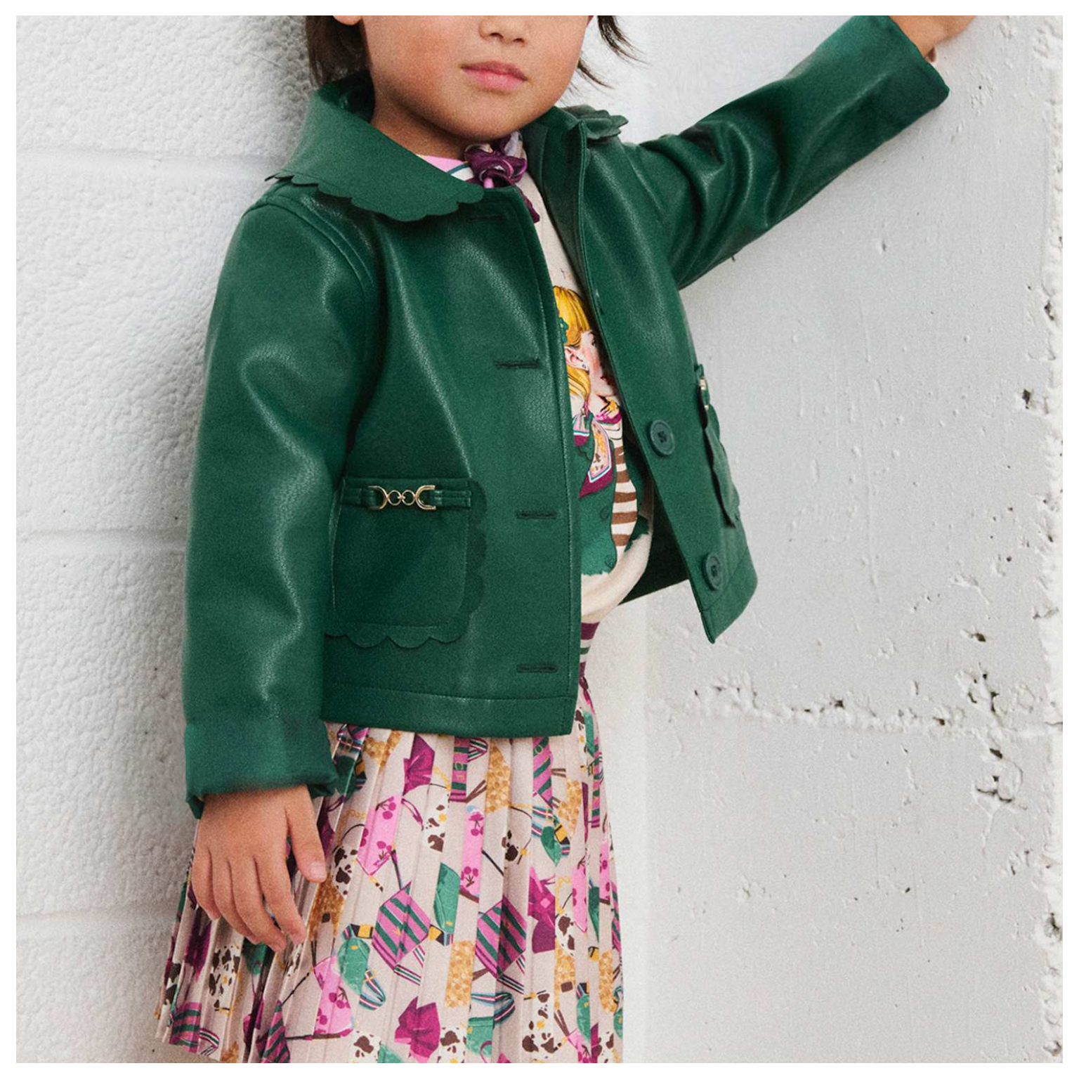 Bottle Green Pleated Skirt