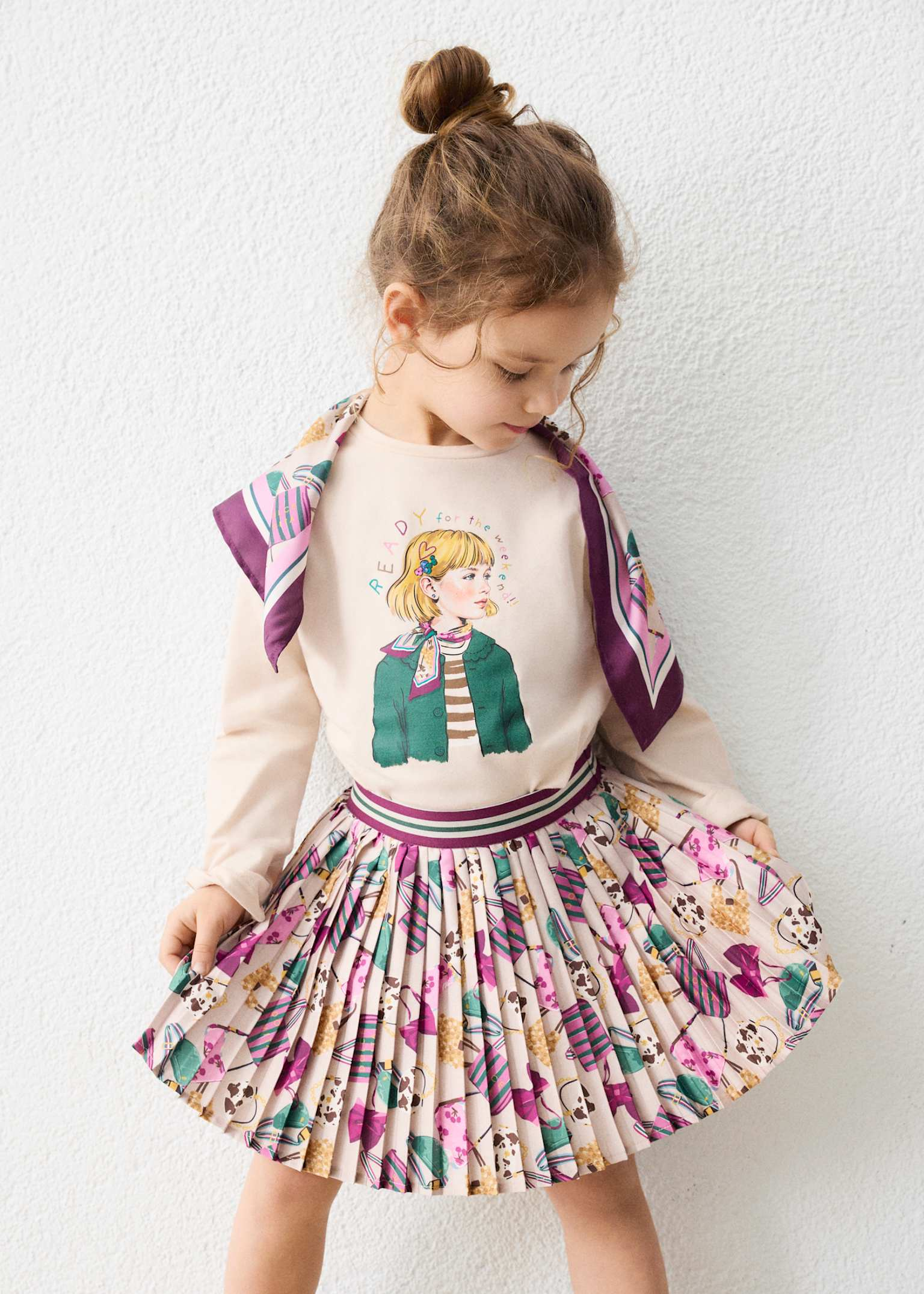 Bottle Green Pleated Skirt