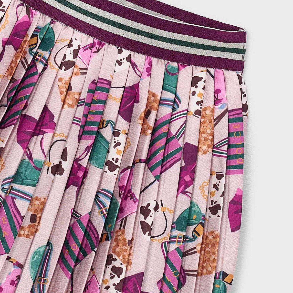 Bottle Green Pleated Skirt