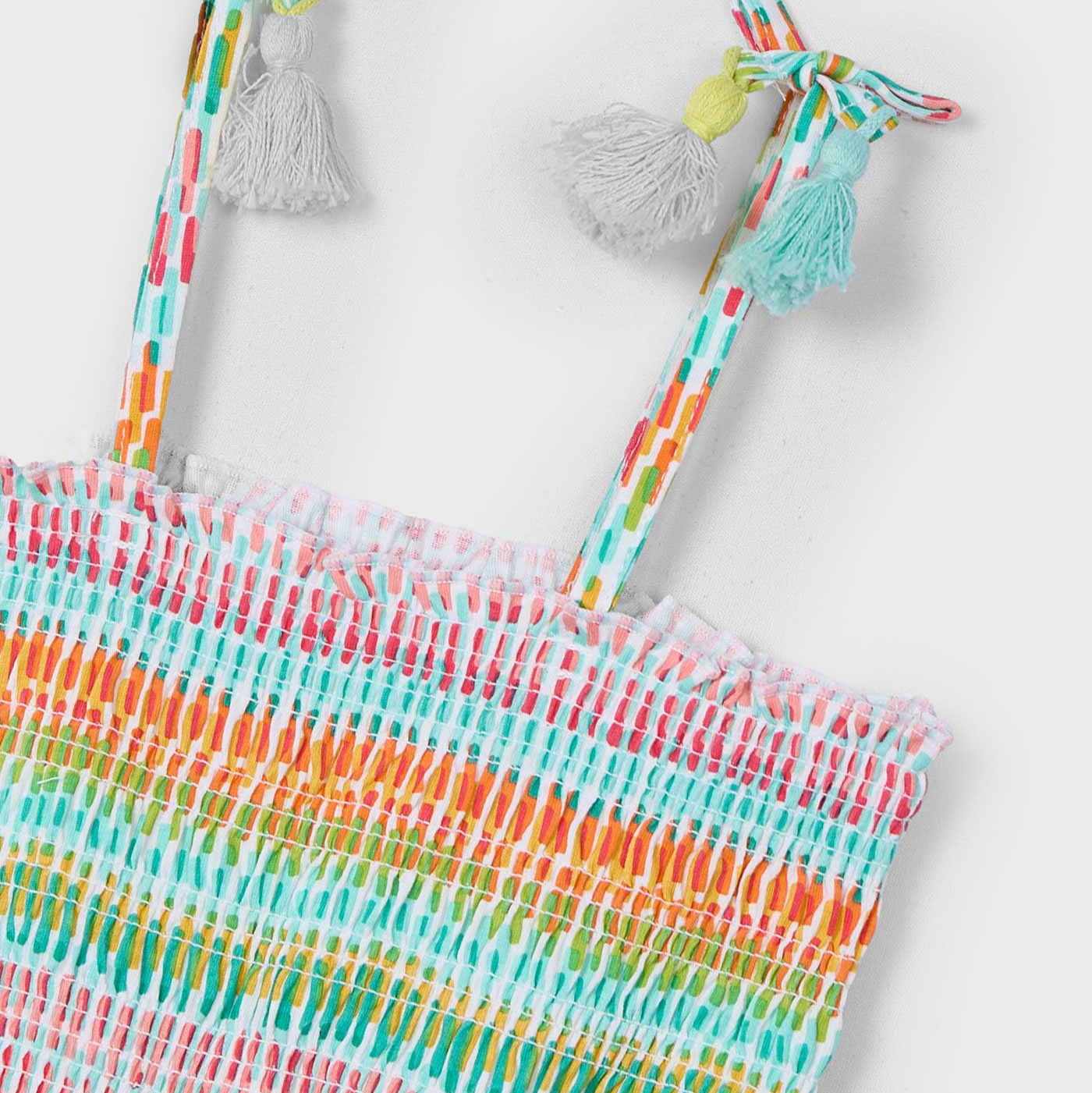 Aqua Printed Smocked Romper