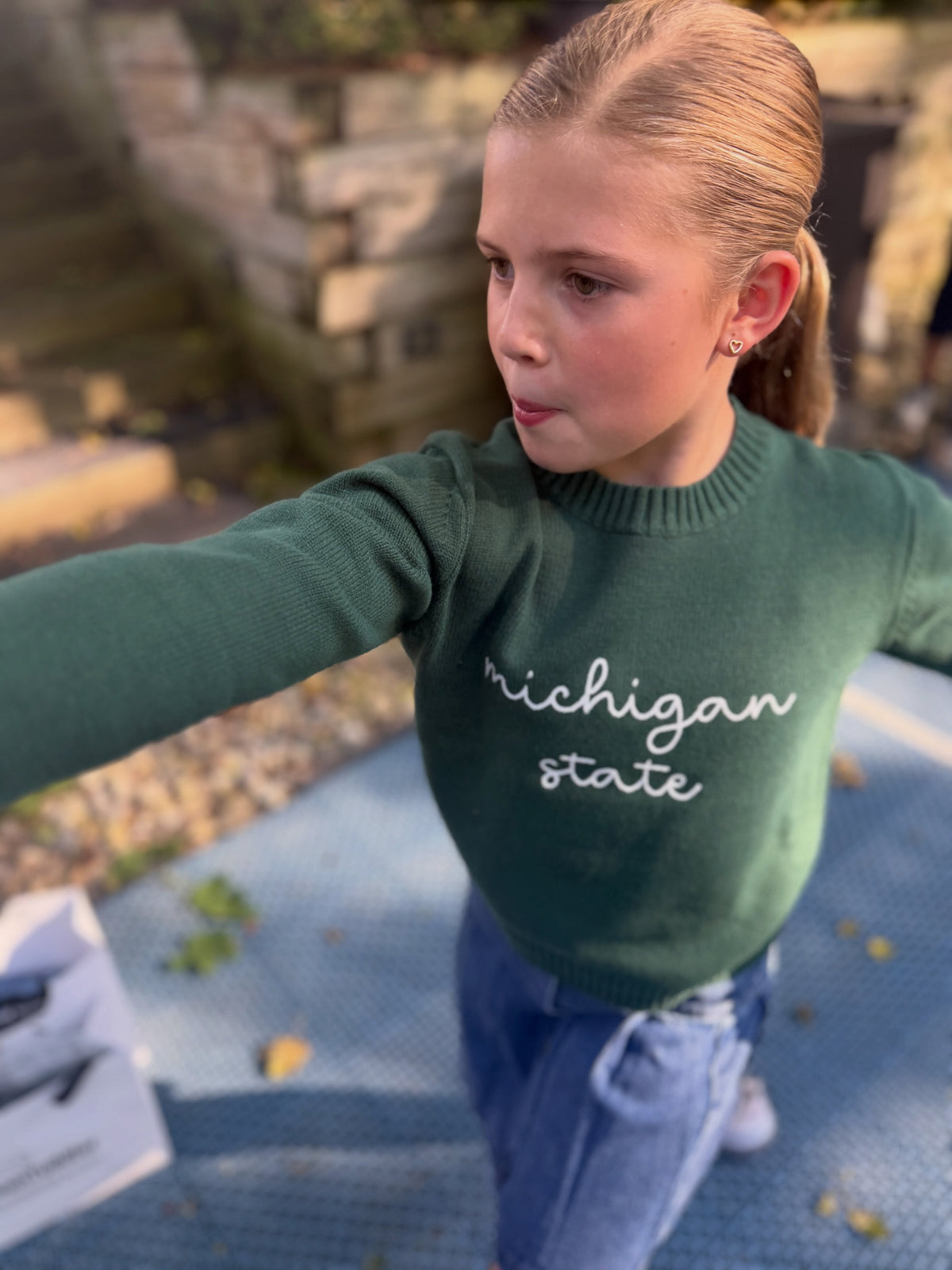 Kids Michigan State Cursive Knit Sweater