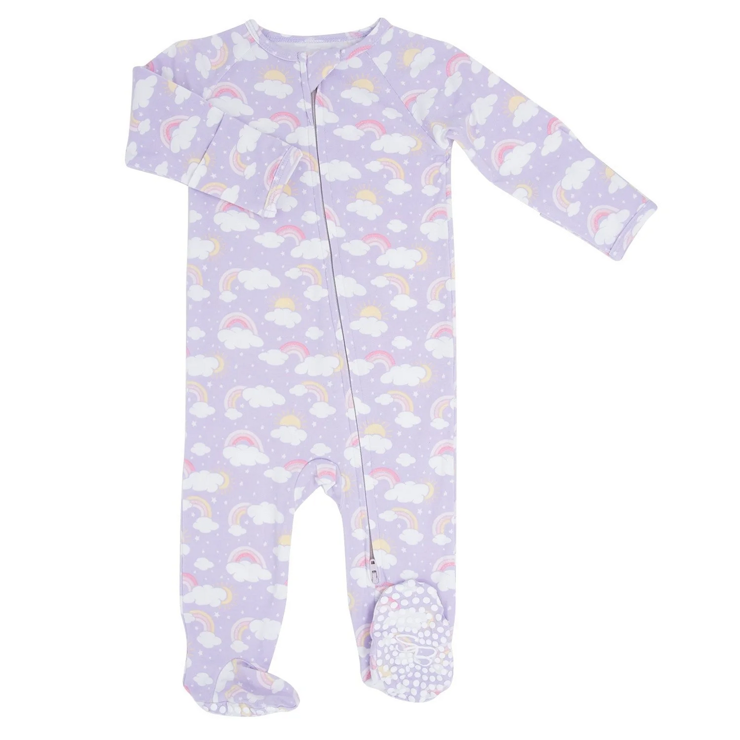 Rainbow Clouds Zipper Footie