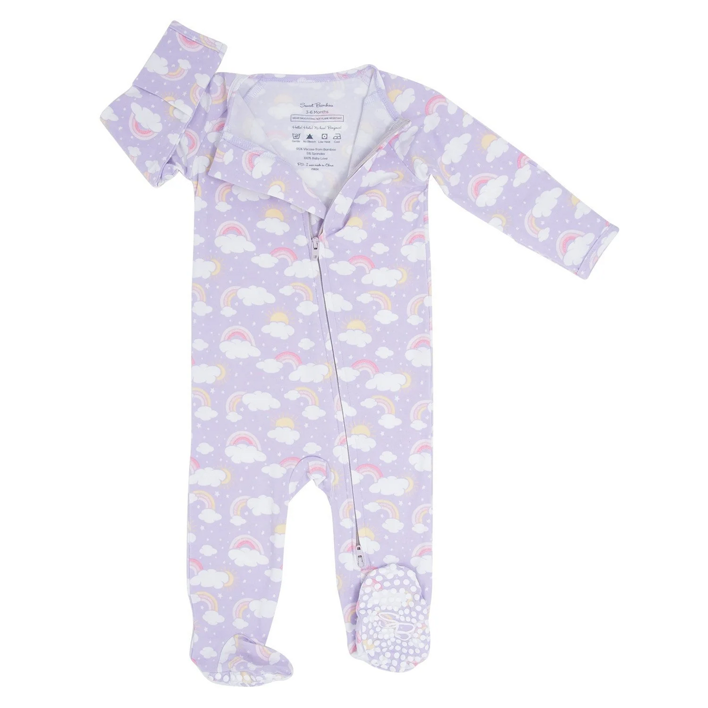 Rainbow Clouds Zipper Footie