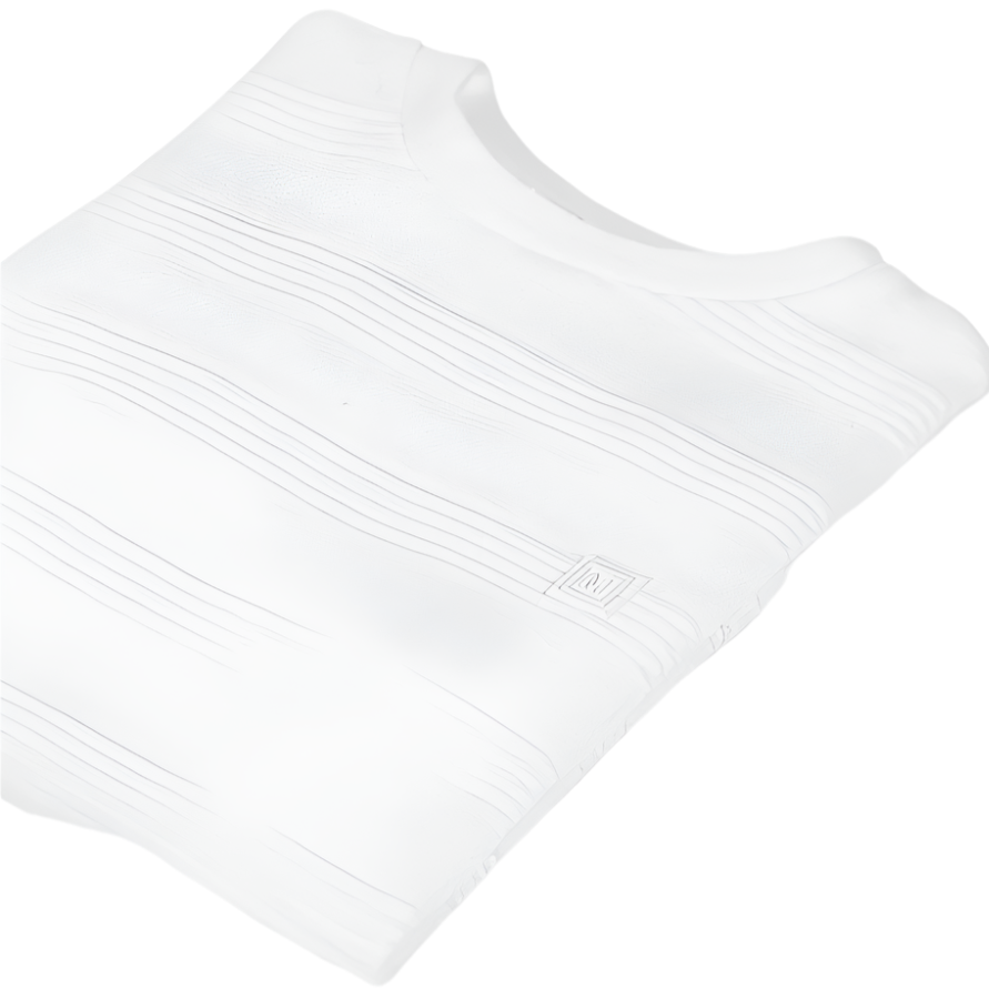 Cream Jacquard Stripe Short Sleeve Tee