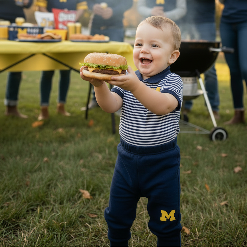 Michigan Wolverines Toddler Tailgate - Onesie Tucked In