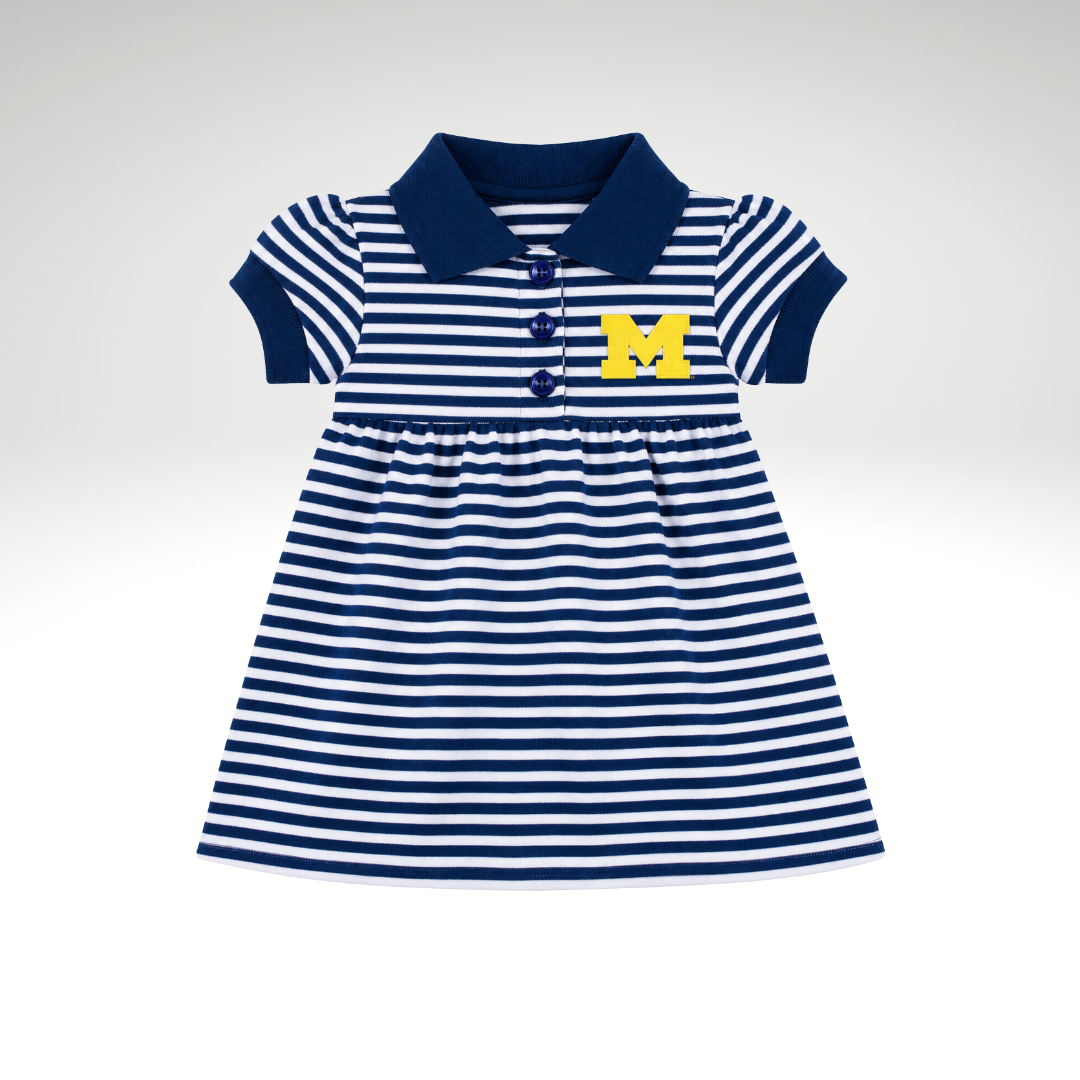 Michigan Wolverines Striped Game Day Dress With Bloomer