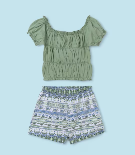 Mint Ruched Top and Short Set