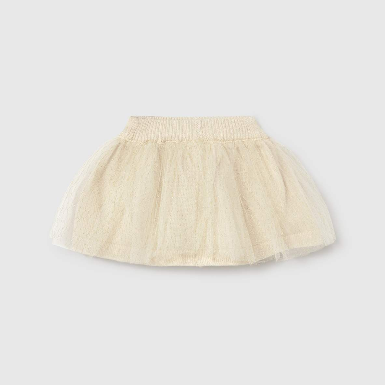 Champagne Tulle Knit Skirt Set